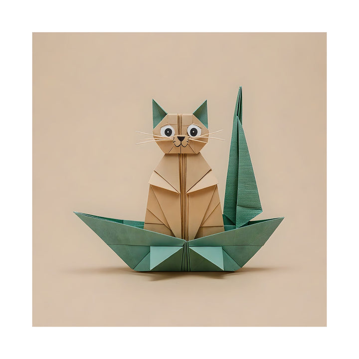 #019 - Origami Cat on Sailboat