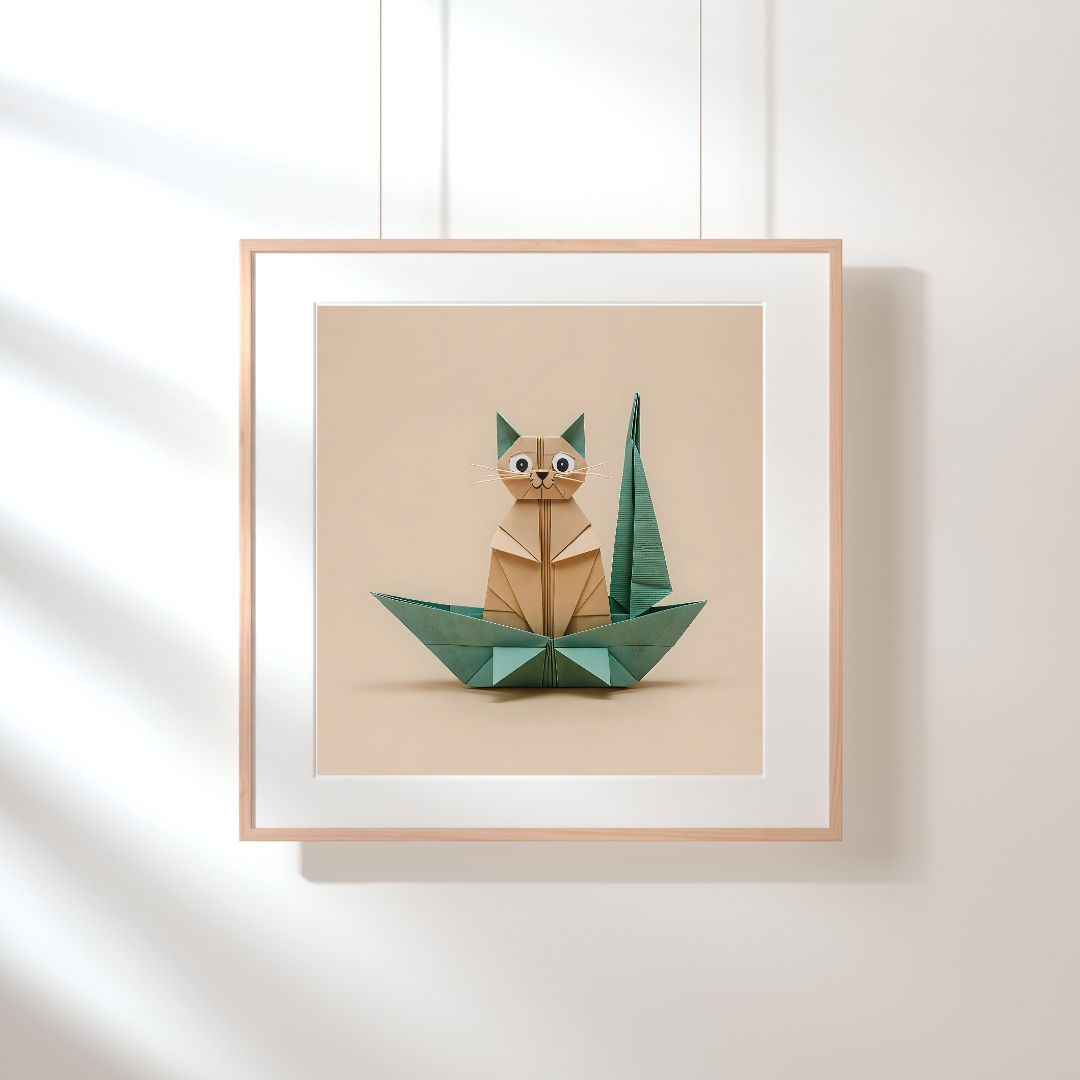 #019 - Origami Cat on Sailboat