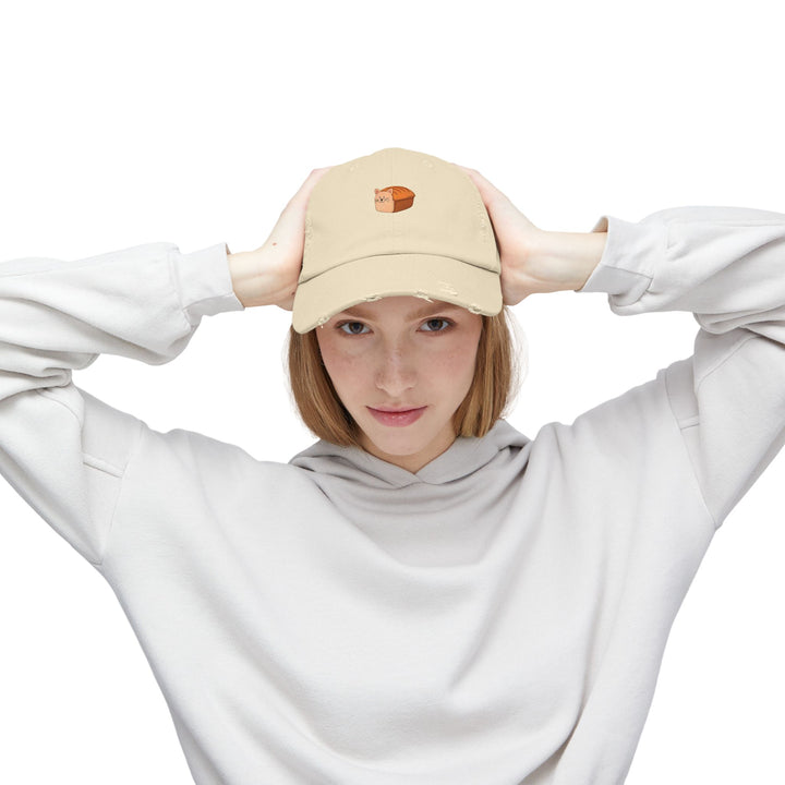 Cute Cat Loaf Unisex Distressed Cap - Fun Accessories for Cat Lovers